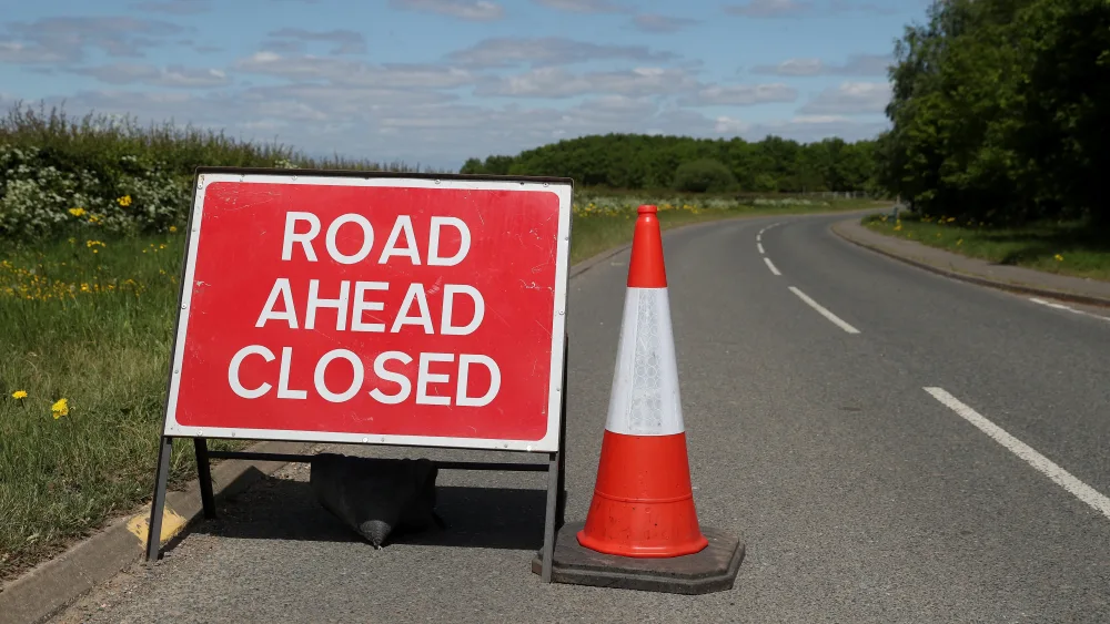Road closed sign