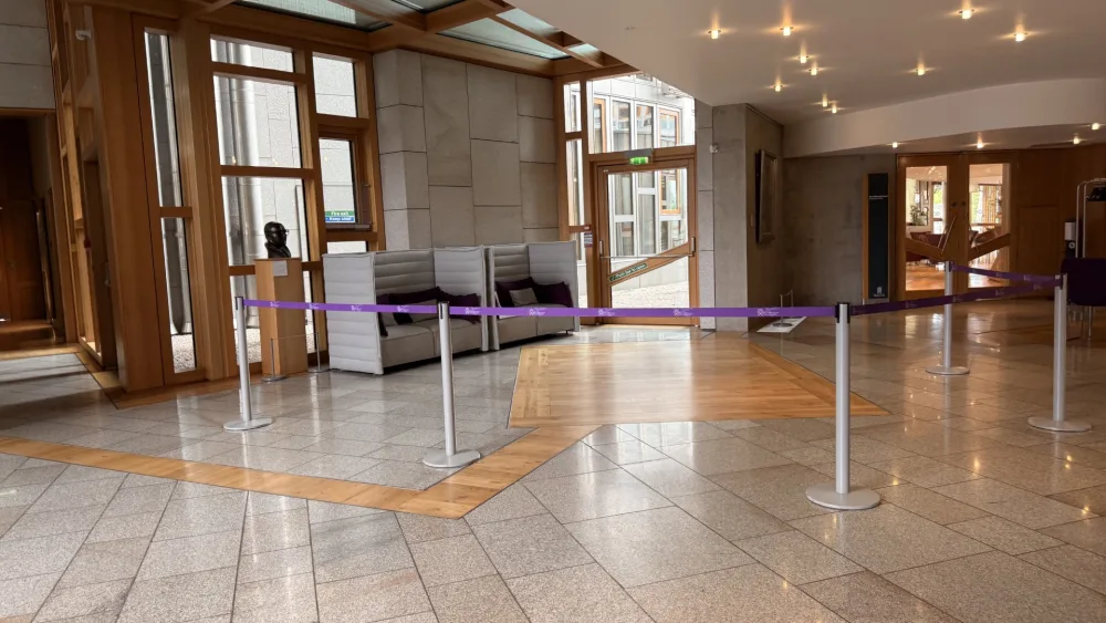 A barrier within the Scottish Parliament building