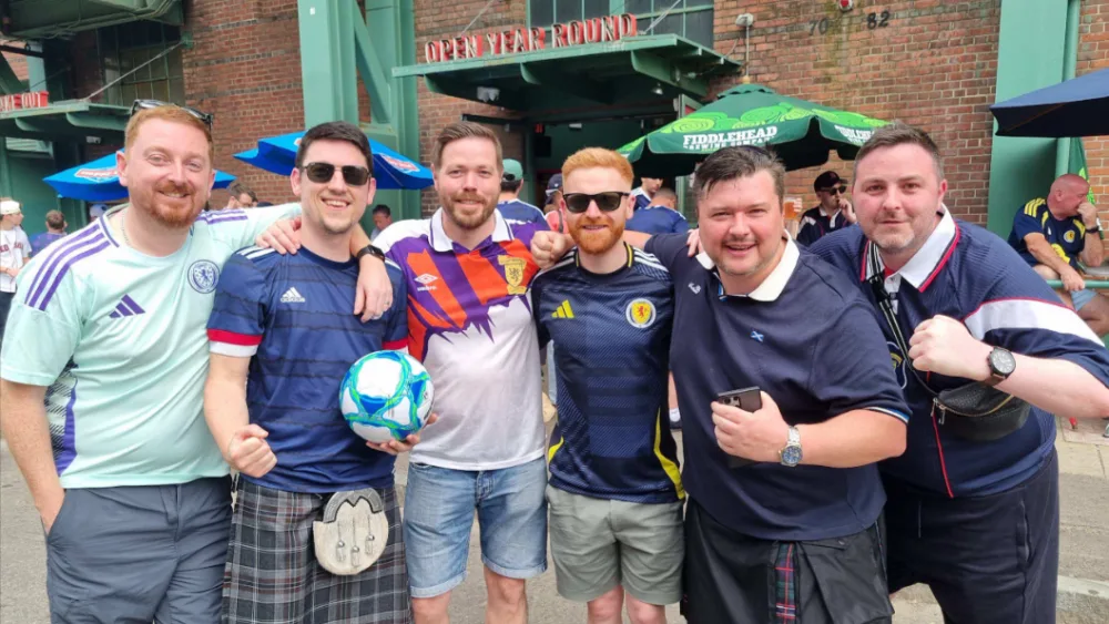 Scottish actor Craig Clelland, (second from right), pictured with a group of his friends in Boston.