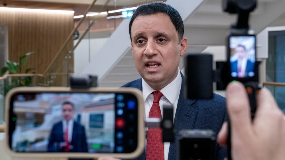 Anas Sarwar speaking while being filmed