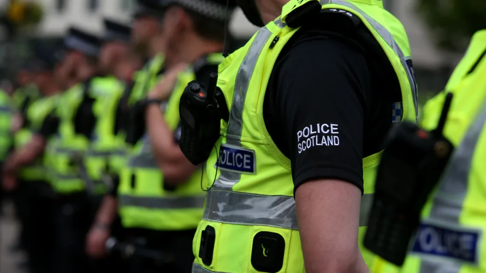 Line of Police Scotland officers