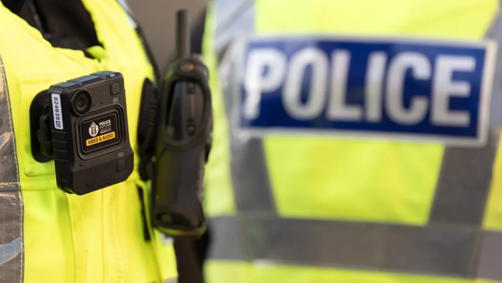 Police hi-vis jacket and bodyworn camera