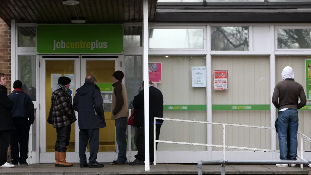 People standing outside a job centre
