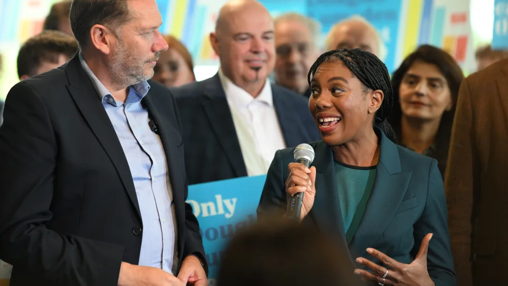Conservatives, including UK leader Kemi Badenoch, celebrated the party’s win the Aberdeen South byelection, where they comfortably seized the seat from the SNP. (Michal Wachucik/PA)