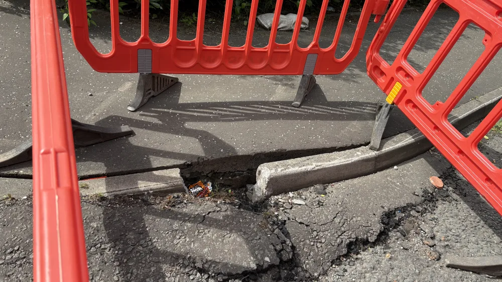 Cracked concrete paving