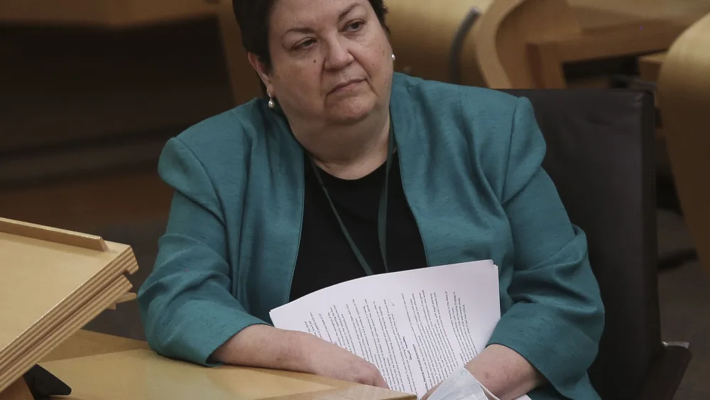 Dame Jackie Baillie sits inside the Scottish Parliament