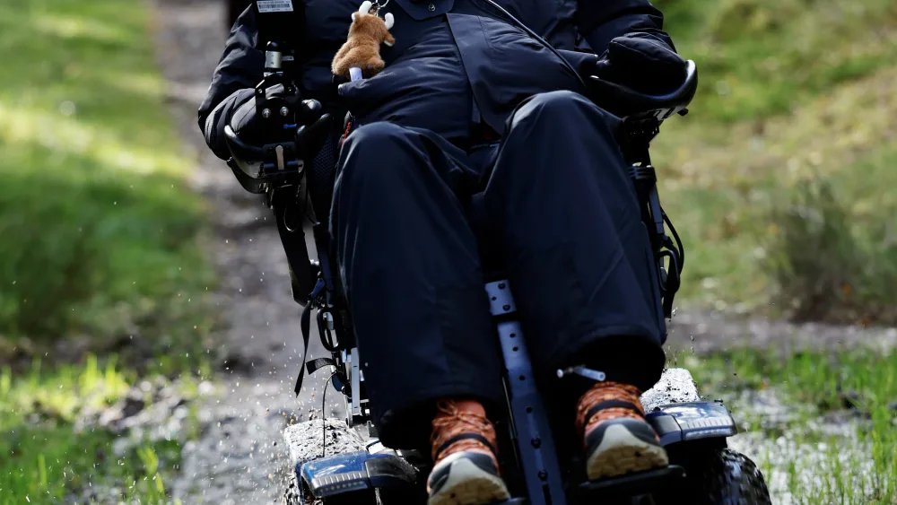 Danny Mavor in his wheelchair during the challenge