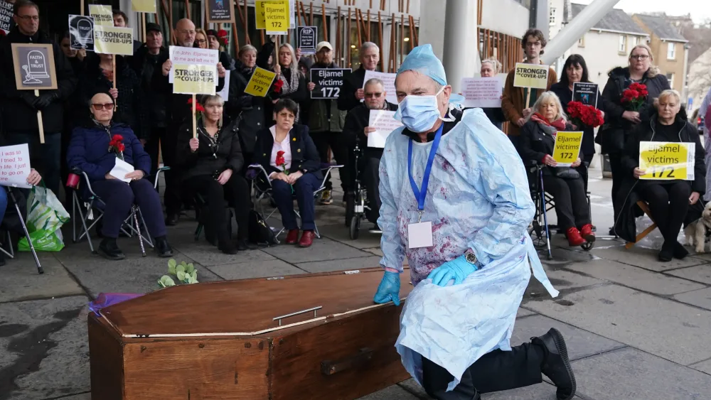 Campaigners take part in a demonstration