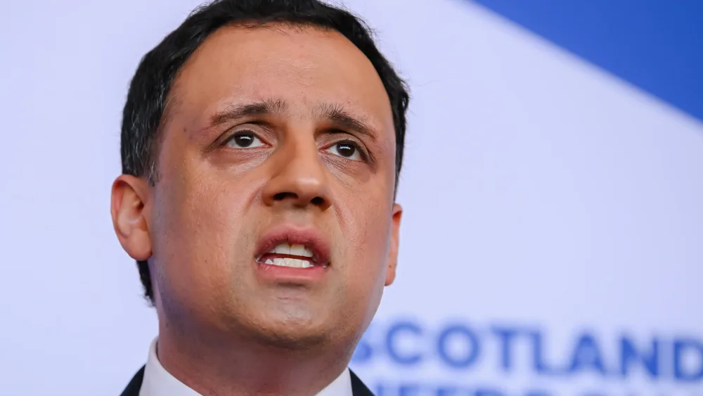 Anas Sarwar speaks during an election press conference