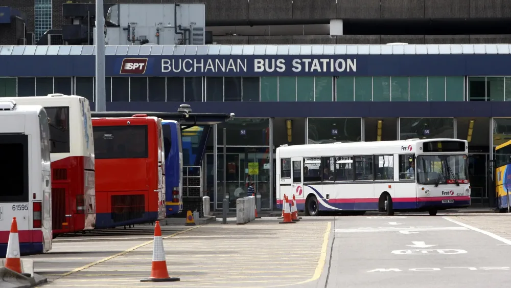 Buses at a bus station