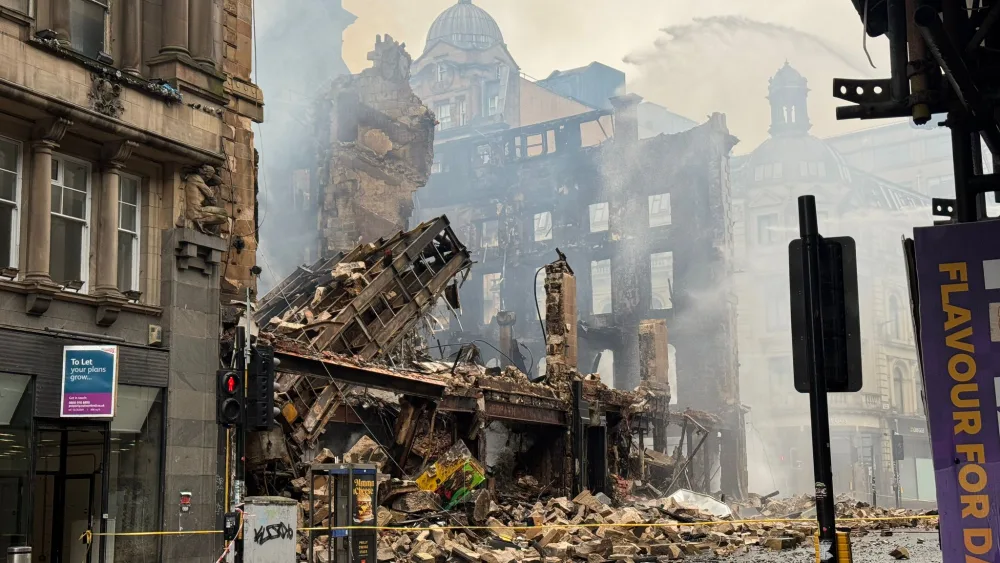 Collapsed building following a fire