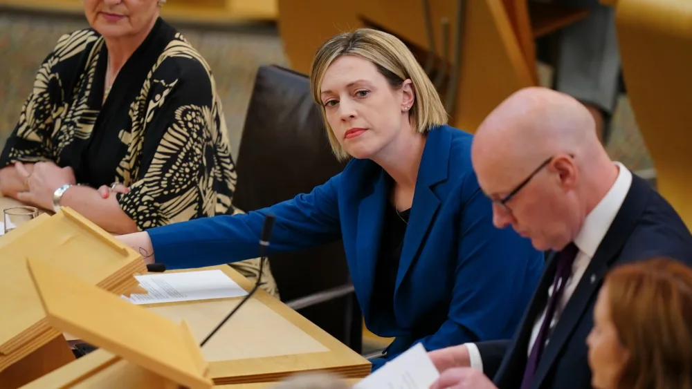 Jenny Gilruth at her desk in Holyrood
