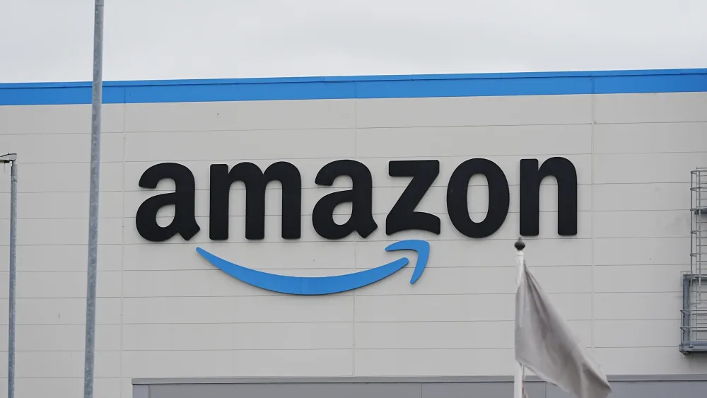 General view of the exterior of an Amazon warehouse