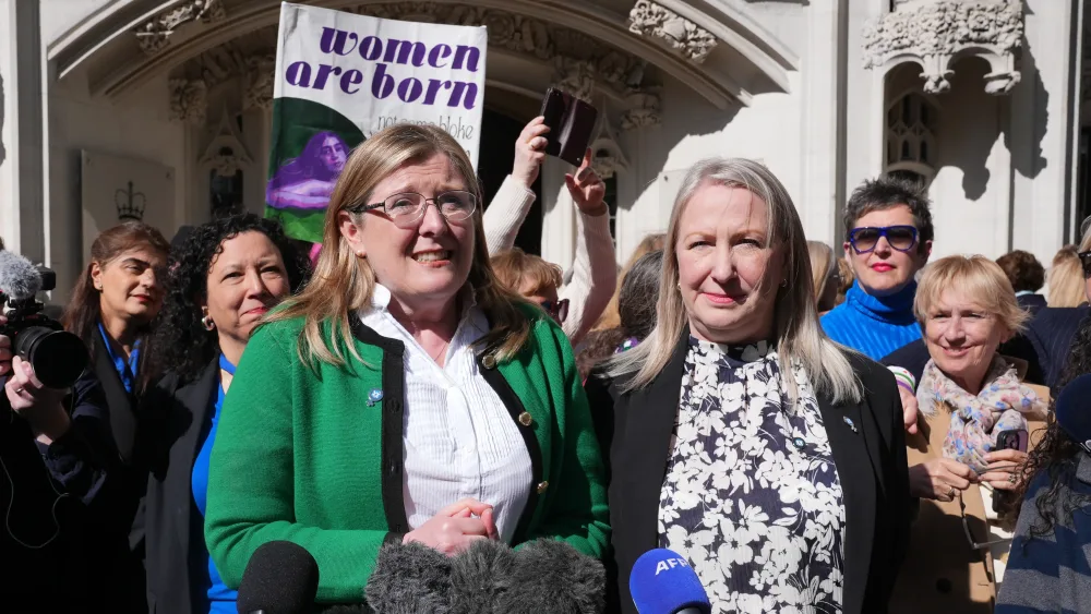 Susan Smith and other For Women Scotland campaigners outside the Supreme Court