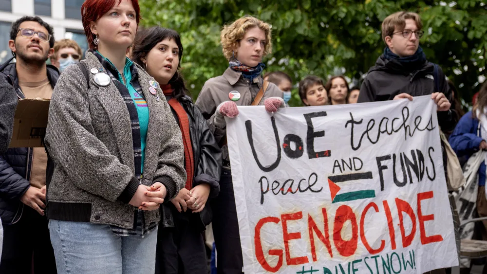 Protests were also held outside the University of Edinburgh Library