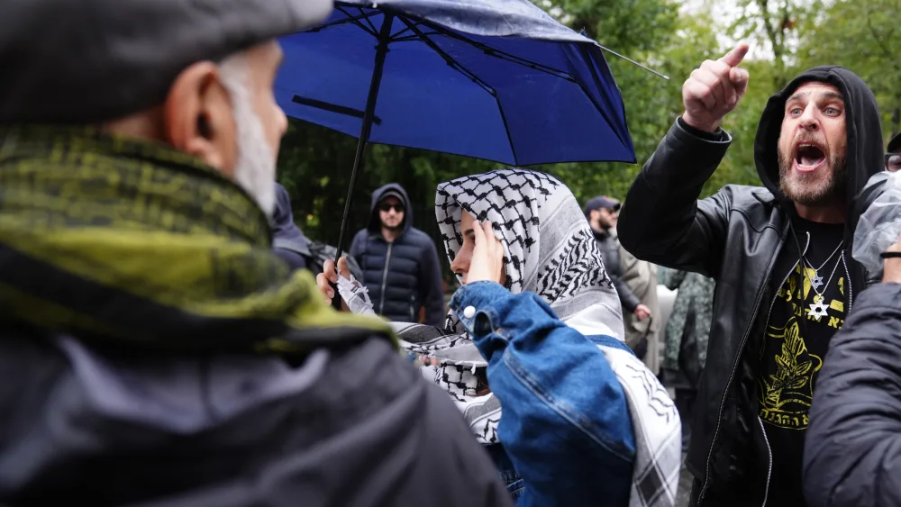A counter-protester in Russell Square
