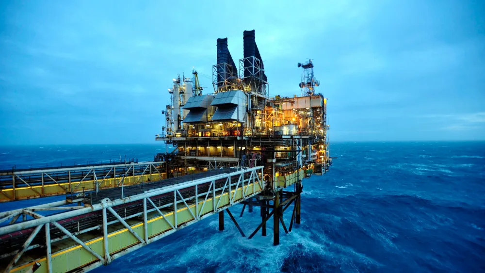 An oil platform at sea