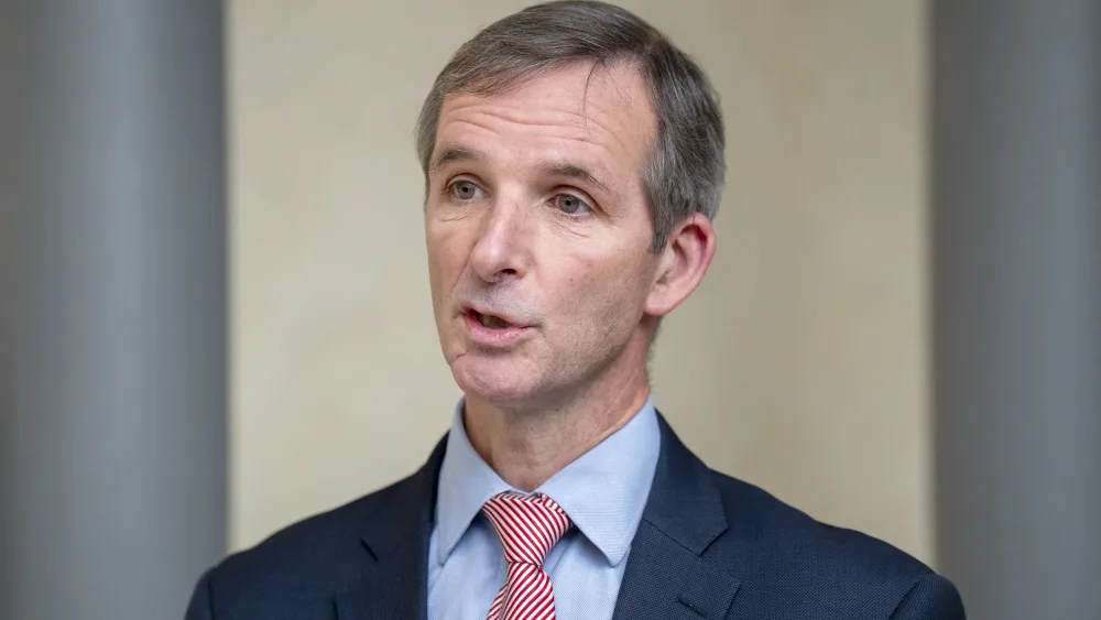 Liam McArthur speaking to the media