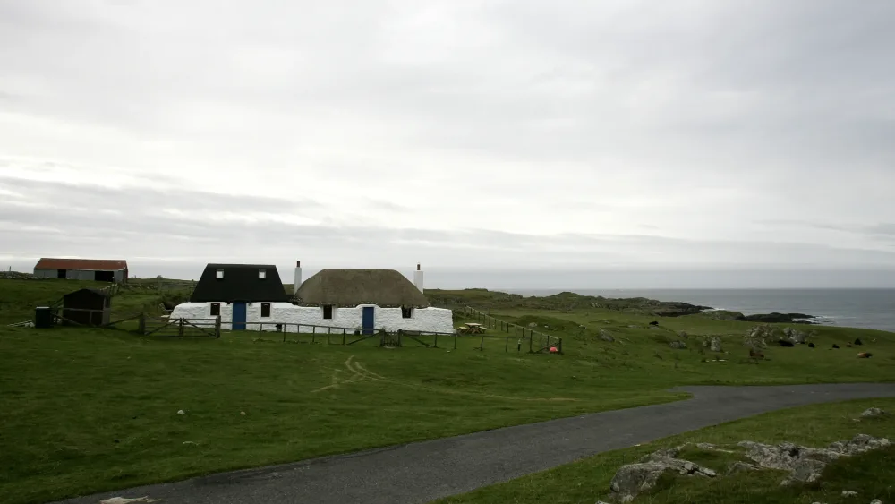 A view of cottages on an island