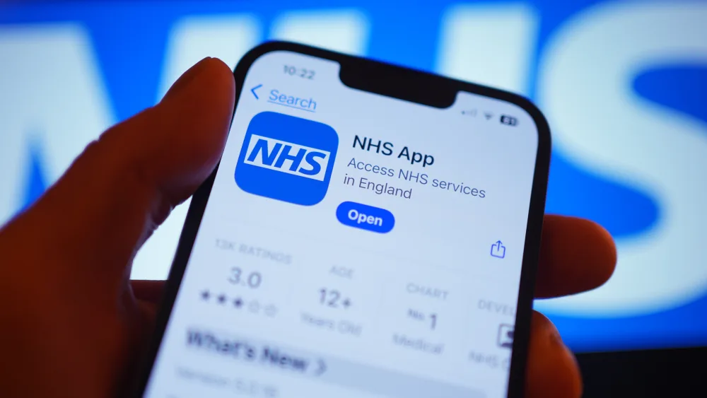 A view of the NHS England app on a smartphone