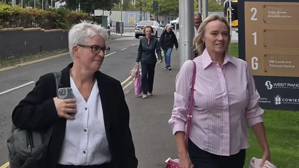 Sandie Peggie with her barrister outside the tribunal in Dundee