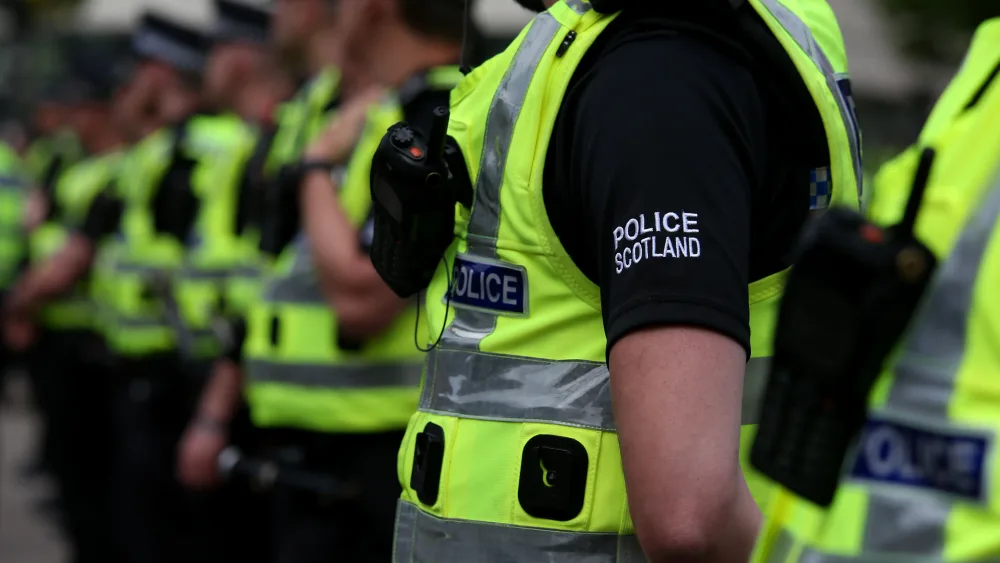 Line of Police Scotland officers