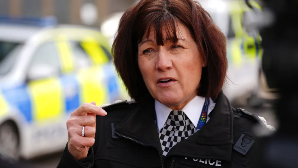 Jo Farrell speaks to journalists