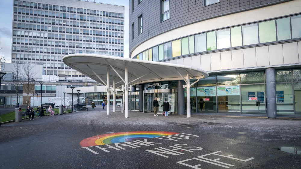 External view of the main entrance at Victoria Hospital in Kirkcaldy