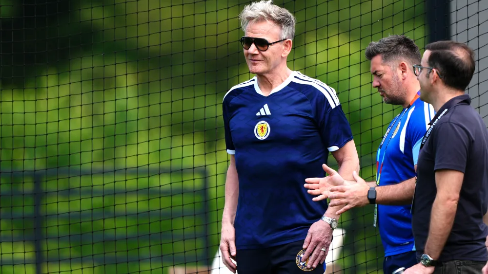 Gordon Ramsay during a training session at the Revolution Training Centre in Foxborough, Massachusetts
