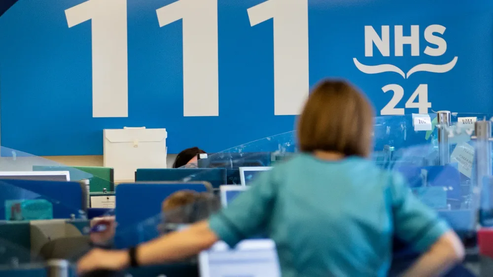 Workers in an NHS 24 call centre