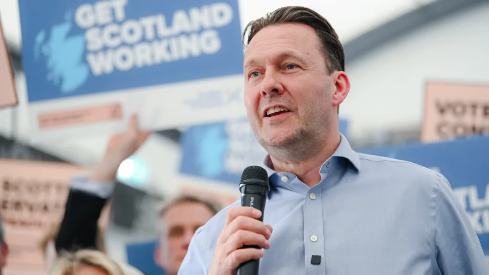 Russell Findlay addresses a crowd