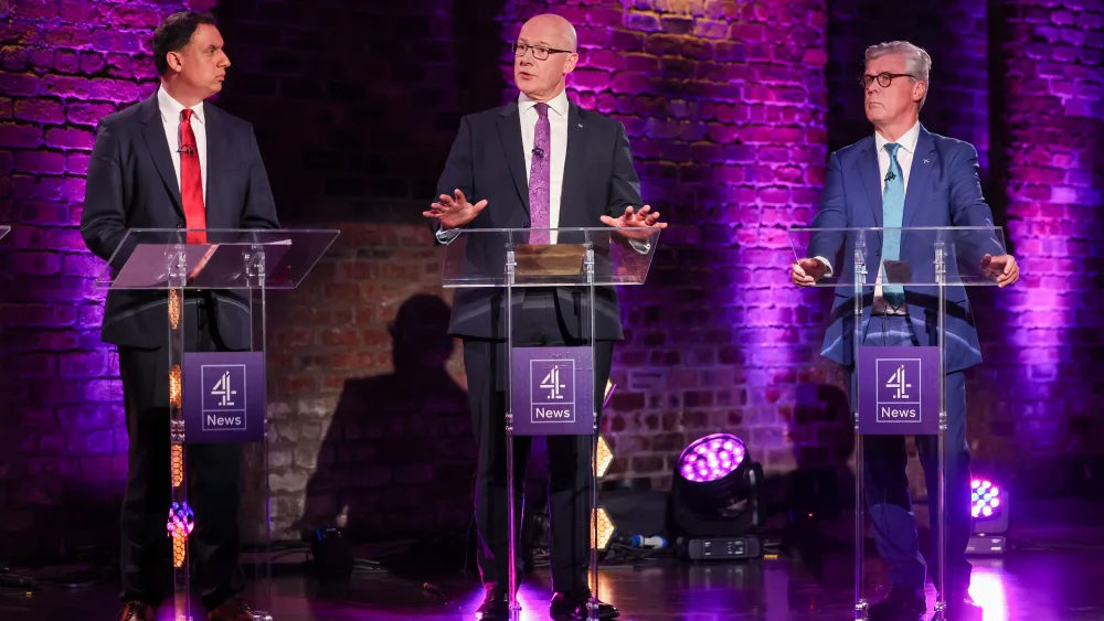 Anas Sarwar, John Swinney and Malcolm Offord