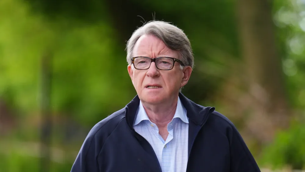 Peter Mandelson in some woodland