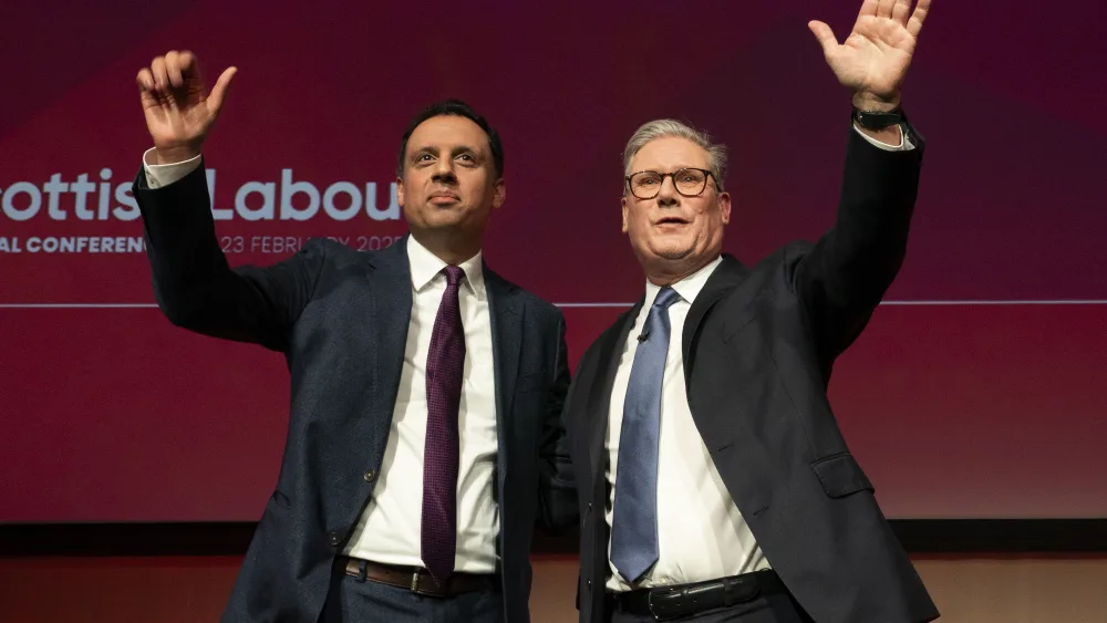 Sir Keir Starmer (right) and Anas Sarwar had worked together – but in February this year the Scottish Labour leader called on the Prime Minister to quit. (Jane Barlow/PA)