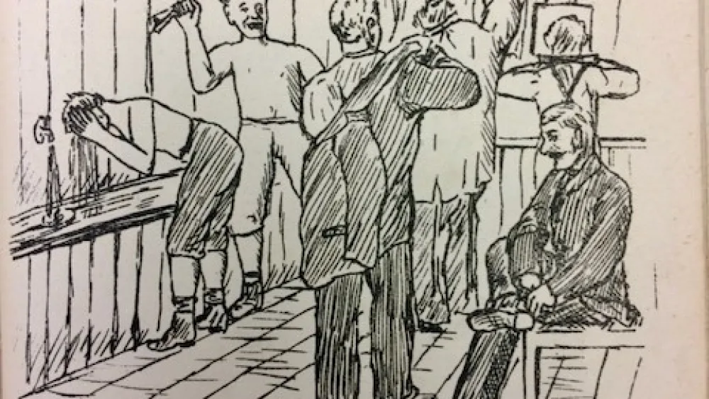 Sketch of players getting ready in a changing room