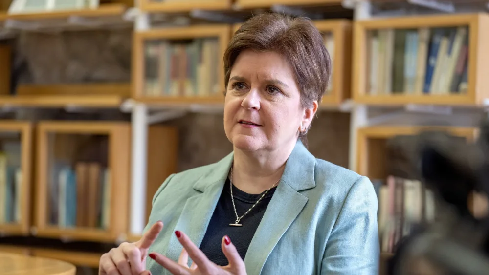Nicola Sturgeon speaks to journalists