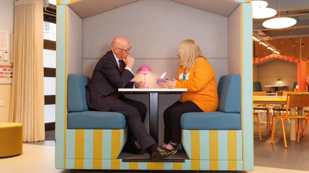 John Swinney and a woman in the Nook