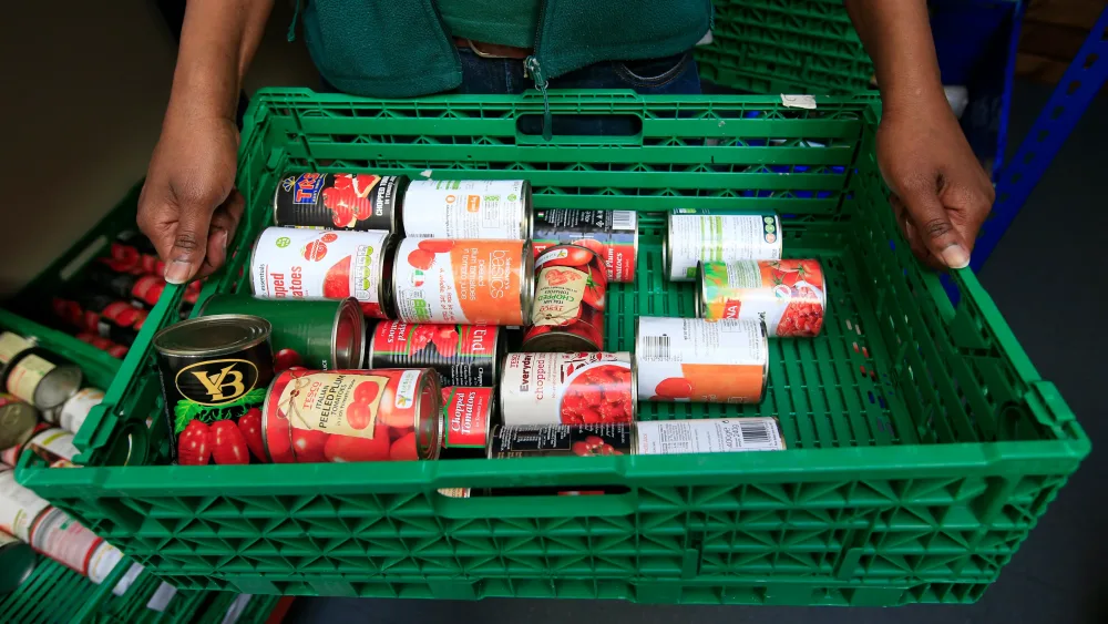 Food in a basket at a foodbank