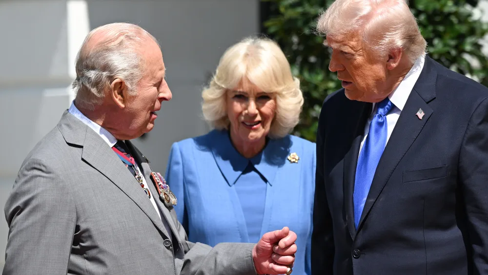 US President Donald Trump (right) announced his decision to lift tariffs on Scotch whisky after a state visit by King Charles and Queen Camilla in April. (Samir Hussein/PA)