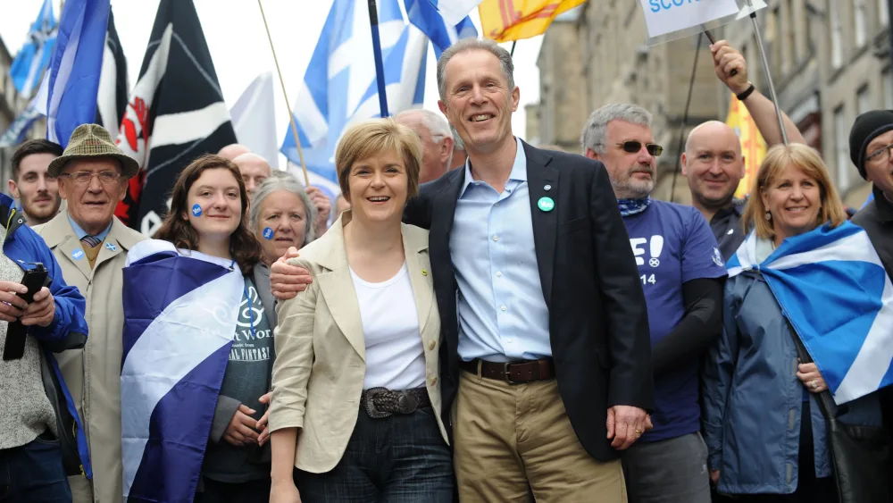 Nicola Sturgeon and Blair Jenkins with Yes Scotland supporters